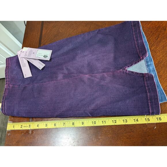 Wild Fable Denim Mini Skirt 12 Purple Coated High Rise Notch Front Stretch Micro - Picture 7 of 9